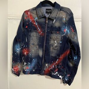 Rockstar Men’s Paint-Splatter Denim Jacket